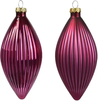 Decoris glazen kerstbal 6cm granaatappel 3 stuks - afbeelding 2