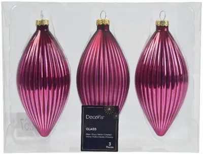 Decoris glazen kerstbal 6cm granaatappel 3 stuks - afbeelding 1