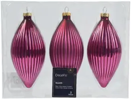 Decoris glazen kerstbal 6cm granaatappel 3 stuks - afbeelding 1
