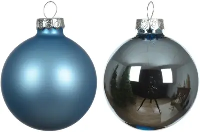Decoris glazen kerstbal 6cm ijsblauw 10 stuks - afbeelding 2