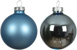 Decoris glazen kerstbal 6cm ijsblauw 10 stuks - afbeelding 2