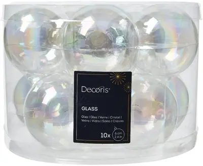 Decoris glazen kerstbal 6cm iris 10 stuks - afbeelding 1
