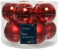 Decoris glazen kerstbal 6cm kerstrood 10 stuks kopen?