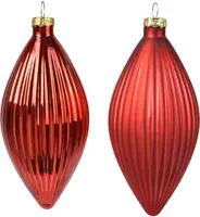 Decoris glazen kerstbal 6cm kerstrood 3 stuks - afbeelding 2