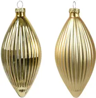 Decoris glazen kerstbal 6cm licht goud 3 stuks - afbeelding 2