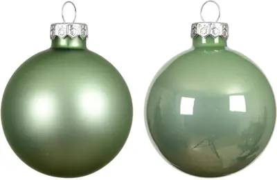 Decoris glazen kerstbal 6cm matcha groen 10 stuks - afbeelding 2