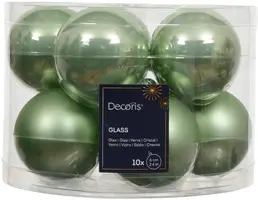 Decoris glazen kerstbal 6cm matcha groen 10 stuks - afbeelding 1