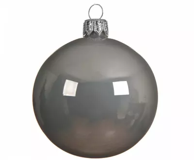 Decoris glazen kerstbal 6cm misty grey 6 stuks