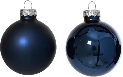 Decoris glazen kerstbal 6cm nachtblauw 10 stuks - afbeelding 2
