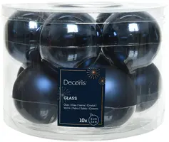 Decoris glazen kerstbal 6cm nachtblauw 10 stuks kopen?