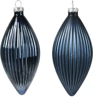 Decoris glazen kerstbal 6cm nachtblauw 3 stuks - afbeelding 2