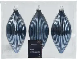 Decoris glazen kerstbal 6cm nachtblauw 3 stuks - afbeelding 1