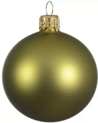 Decoris glazen kerstbal 6cm olijfgroen 6 stuks