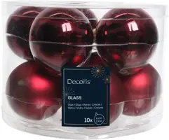 Decoris glazen kerstbal 6cm ossenbloed 10 stuks