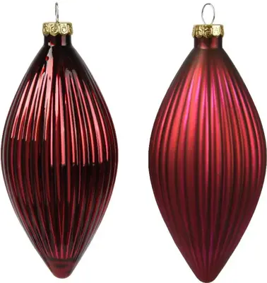 Decoris glazen kerstbal 6cm ossenbloed 3 stuks - afbeelding 2