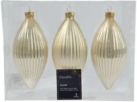 Decoris glazen kerstbal 6cm parel 3 stuks - afbeelding 1