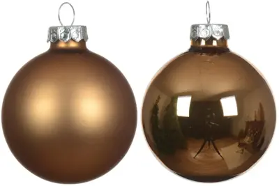 Decoris glazen kerstbal 6cm pecan bruin 10 stuks - afbeelding 2
