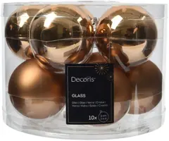 Decoris glazen kerstbal 6cm pecan bruin 10 stuks - afbeelding 1