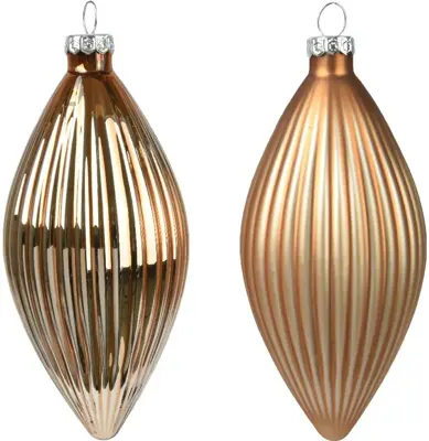 Decoris glazen kerstbal 6cm pecan bruin 3 stuks - afbeelding 2