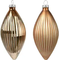 Decoris glazen kerstbal 6cm pecan bruin 3 stuks - afbeelding 2