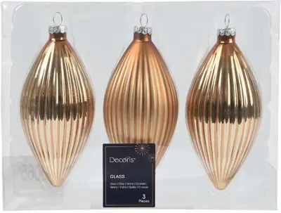Decoris glazen kerstbal 6cm pecan bruin 3 stuks - afbeelding 1
