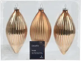 Decoris glazen kerstbal 6cm pecan bruin 3 stuks - afbeelding 1
