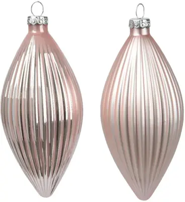 Decoris glazen kerstbal 6cm poederroze 3 stuks - afbeelding 2