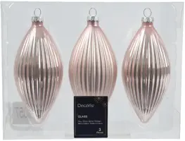 Decoris glazen kerstbal 6cm poederroze 3 stuks - afbeelding 1