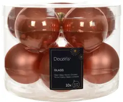 Decoris glazen kerstbal 6cm pompoen 10 stuks - afbeelding 1