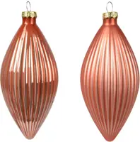 Decoris glazen kerstbal 6cm pompoen 3 stuks - afbeelding 2