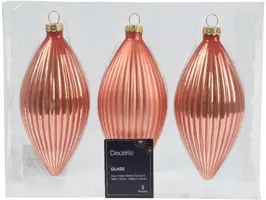 Decoris glazen kerstbal 6cm pompoen 3 stuks - afbeelding 1