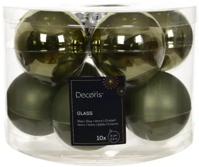 Decoris glazen kerstbal 6cm rosemarijn 10 stuks - afbeelding 1