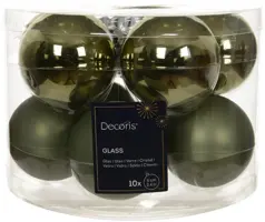 Decoris glazen kerstbal 6cm rosemarijn 10 stuks - afbeelding 1