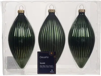 Decoris glazen kerstbal 6cm rosemarijn 3 stuks - afbeelding 1