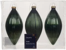 Decoris glazen kerstbal 6cm rosemarijn 3 stuks - afbeelding 1
