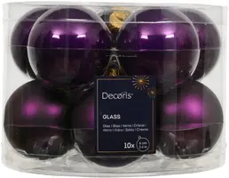 Decoris glazen kerstbal 6cm vijg 10 stuks - afbeelding 1