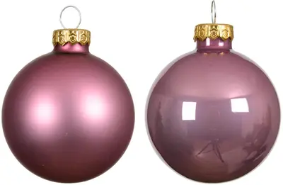 Decoris glazen kerstbal 6cm vintage roze 10 stuks - afbeelding 2