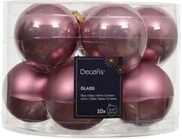 Decoris glazen kerstbal 6cm vintage roze 10 stuks - afbeelding 1