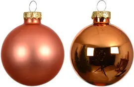 Decoris glazen kerstbal 6cm warm oranje 10 stuks - afbeelding 2