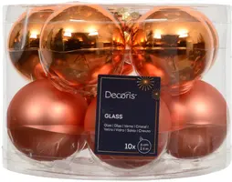 Decoris glazen kerstbal 6cm warm oranje 10 stuks - afbeelding 1