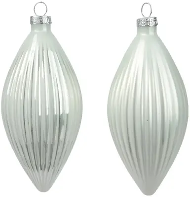 Decoris glazen kerstbal 6cm winterwit 3 stuks - afbeelding 2