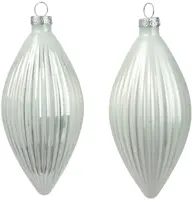 Decoris glazen kerstbal 6cm winterwit 3 stuks - afbeelding 2