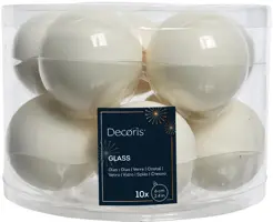 Decoris glazen kerstbal 6cm wolwit 10 stuks - afbeelding 1