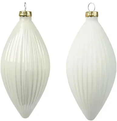 Decoris glazen kerstbal 6cm wolwit 3 stuks - afbeelding 2