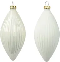 Decoris glazen kerstbal 6cm wolwit 3 stuks - afbeelding 2