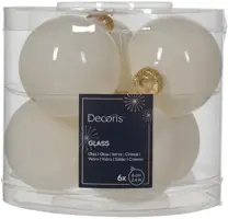 Decoris glazen kerstbal 6cm wolwit 6 stuks