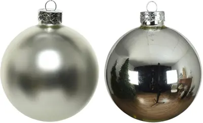 Decoris glazen kerstbal 6cm zilver 10 stuks - afbeelding 2