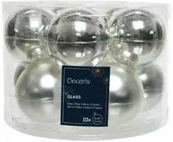 Decoris glazen kerstbal 6cm zilver 10 stuks - afbeelding 1