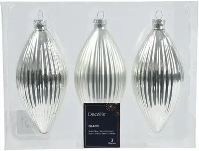 Decoris glazen kerstbal 6cm zilver 3 stuks - afbeelding 1