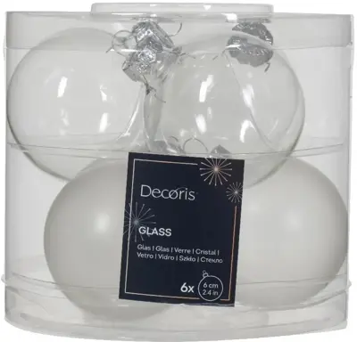 Decoris glazen kerstbal 6cm zilver 6 stuks